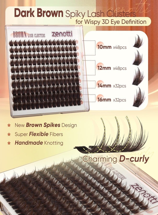 zenotti Brown Lash Clusters with Spikes Dark Brown Manga Lash Clusters Wispy Cluster Eyelash Extensions Fluffy Fairy Individual Lash Extensions 160PCS DIY Anime Eyelash Clusters 10-16mm by zenotti - Image 4